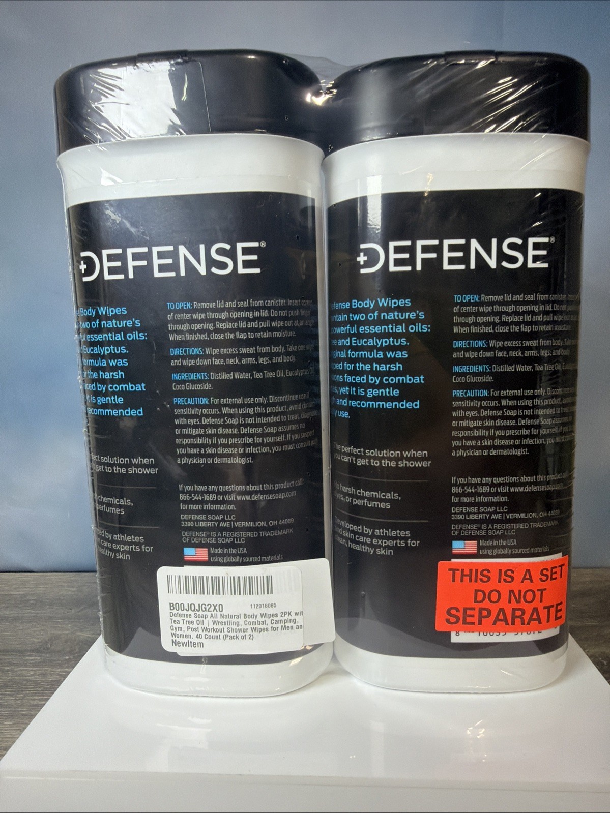 Defense Soap Body Wipes 40 Count – (2 PACK) – Natural Tea Tree Oil & Eucalyptus