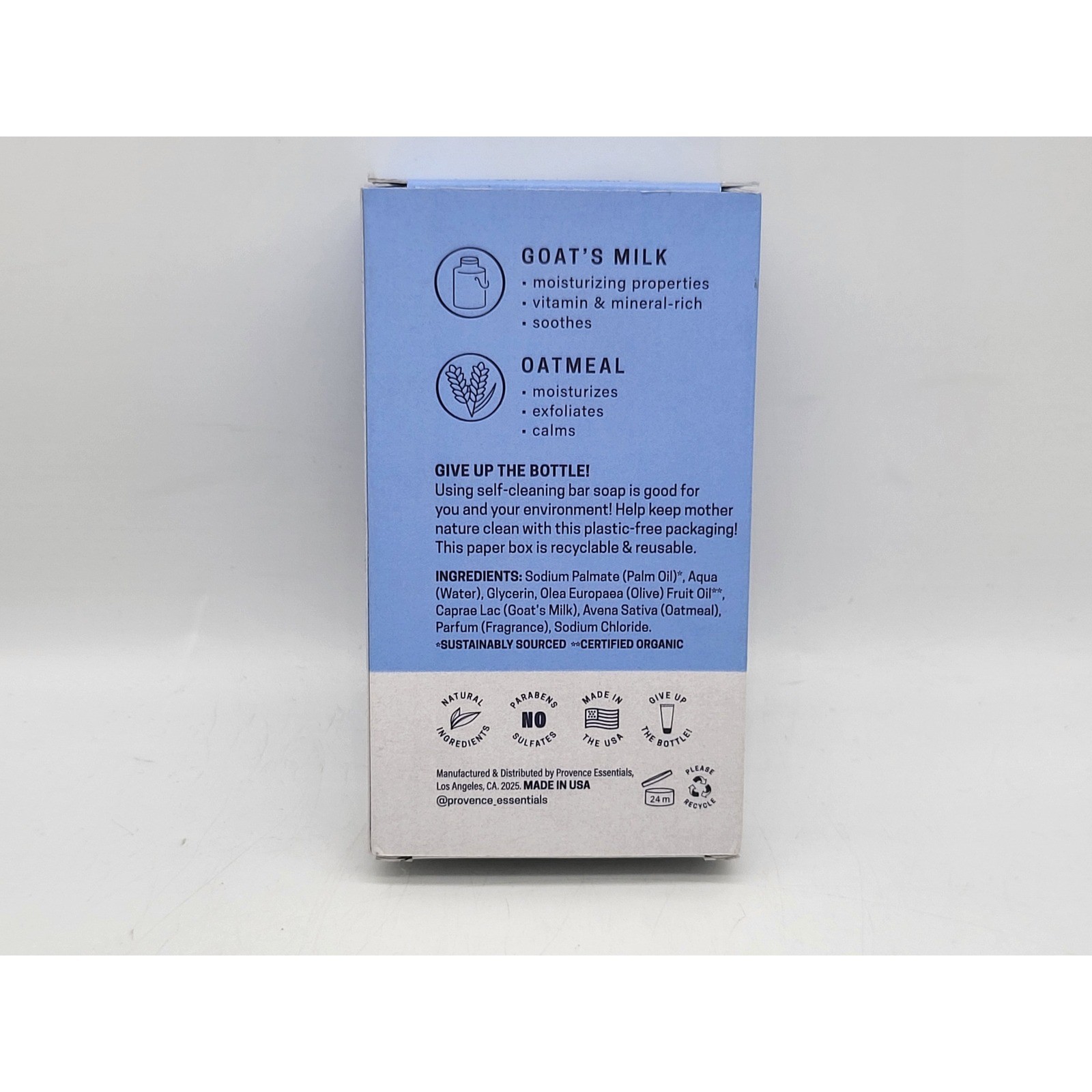 Provence Essentials Goat’s Milk + Oats Bar Soap 10 oz Natural Paraben Free