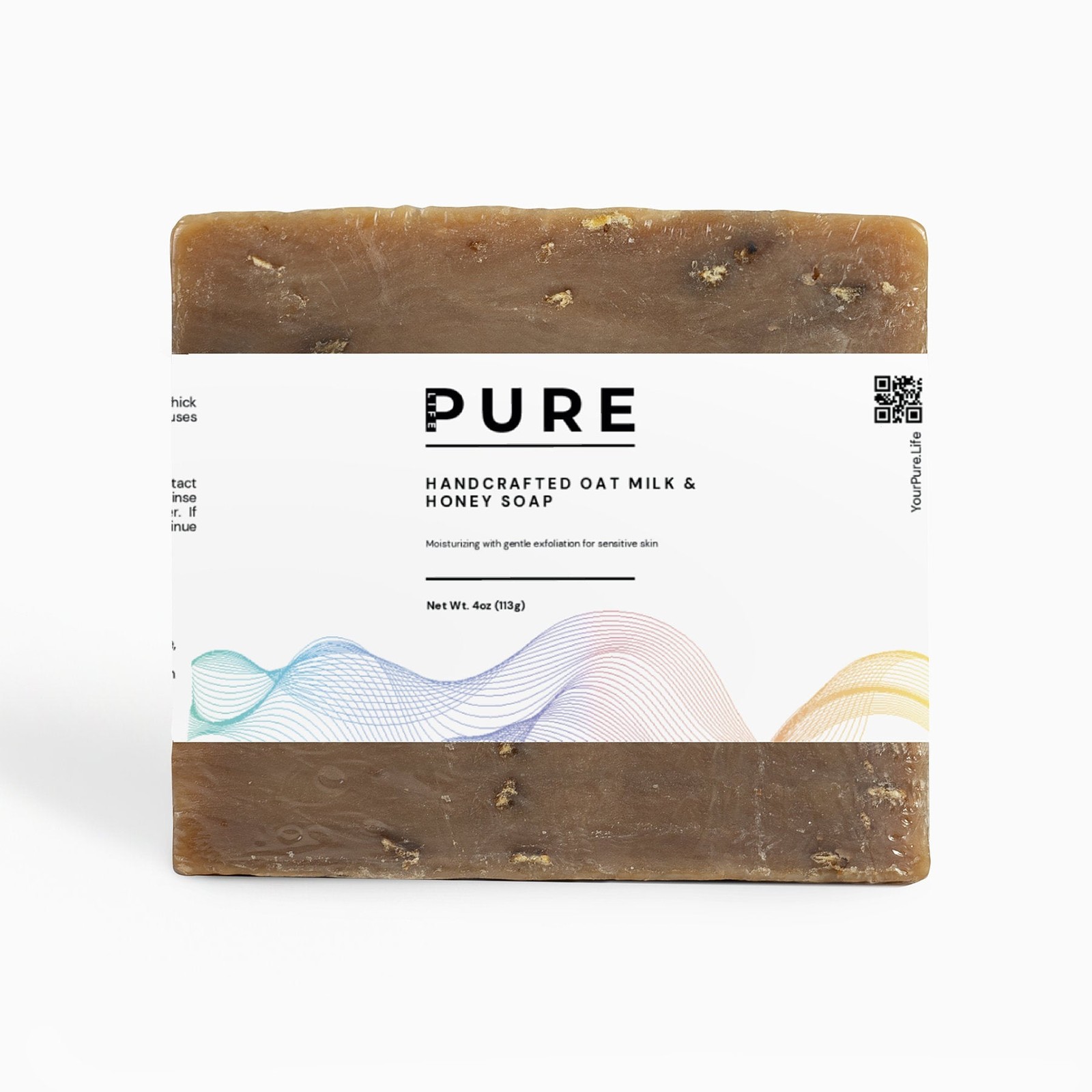 PURE LIFE Handcrafted Oat Milk Honey Soap Bar – 4 oz