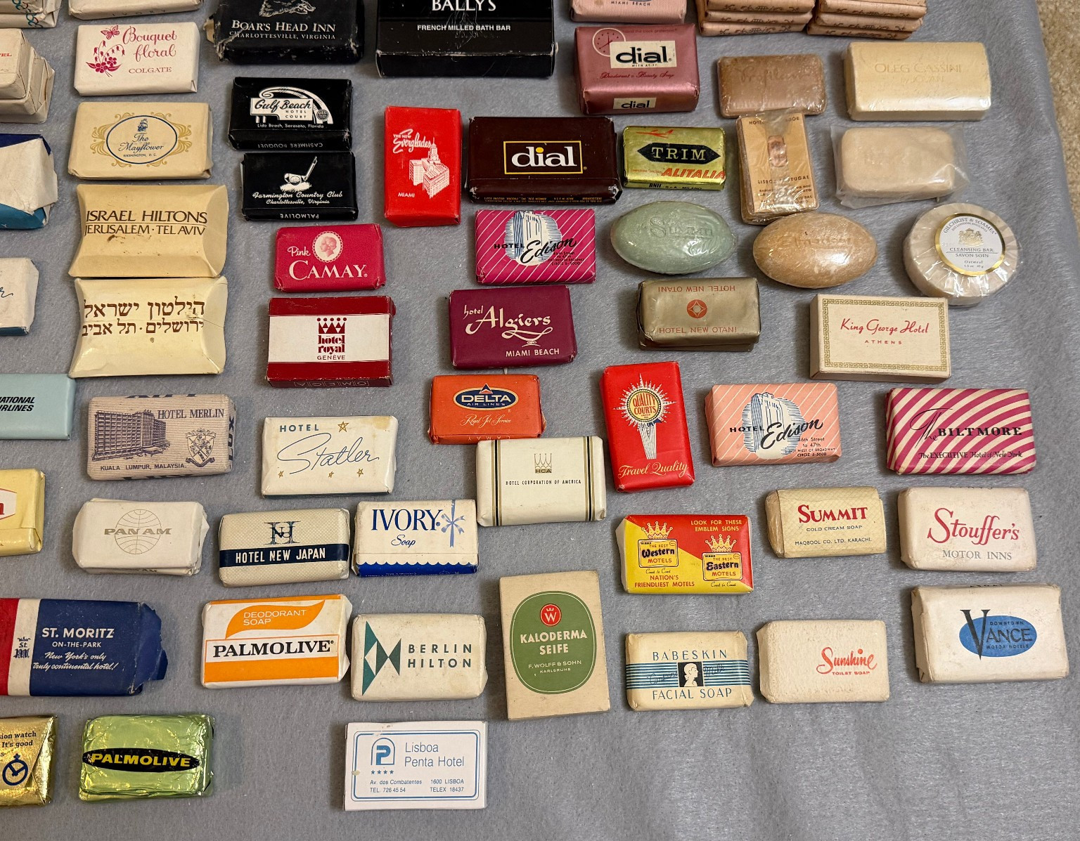Large Vintage Lot 150+ Hotel Motel Airline Mini Bar Bath Soaps Around World Wide