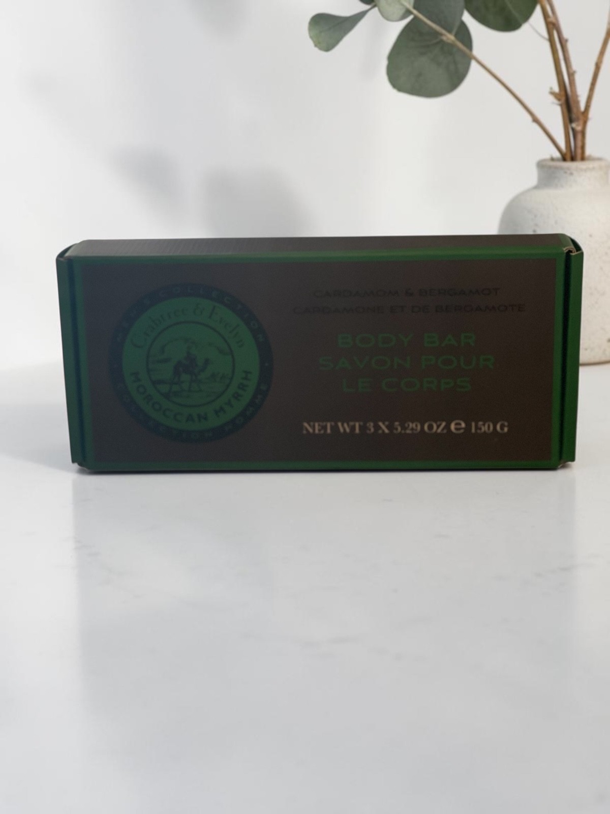 Crabtree & Evelyn Moroccan Myrrh Body Bar Soap Set 3 x 5.29oz Men’s Gift Box