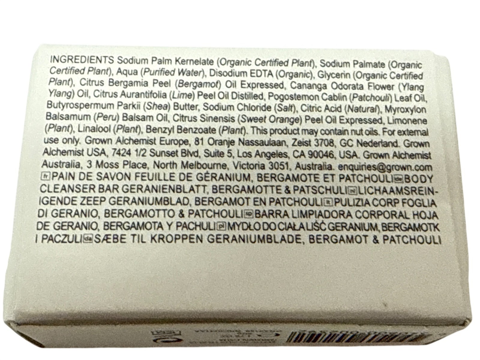Grown Alchemist Body Cleansing Bar Geranium Leaf Bergamot Patchouli Lot of 4 NEW