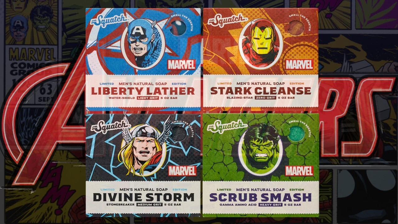 Dr. Squatch Avengers Liberty Lather, Divine Storm, Scrub Smash, Stark Cleanse