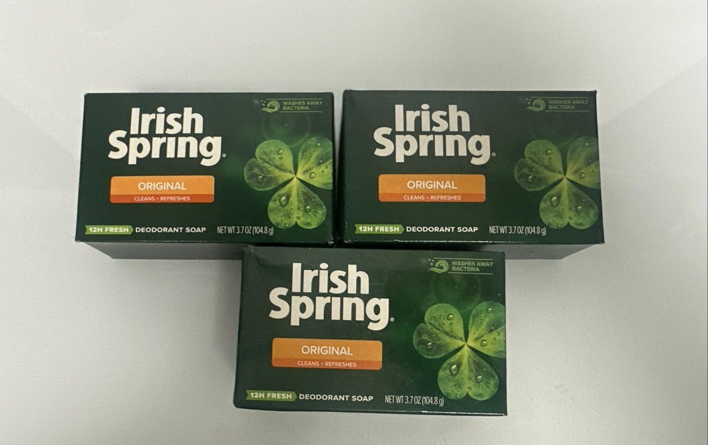 Original Irish Spring Deodorant Soap 3 Bars 3.7 oz No Flaxseed Oil New Sealed