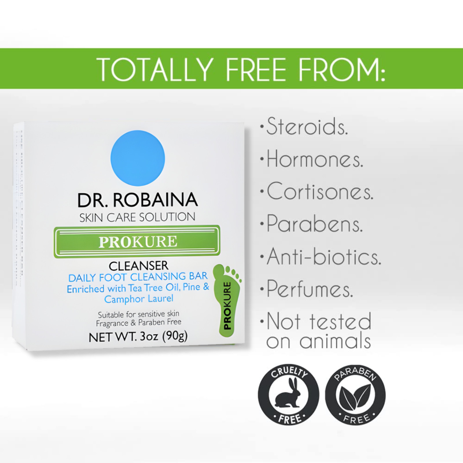 Dr. Robaina Prokure Soap 3 oz – Foot Cleansing Bar with Refreshing Botanicals