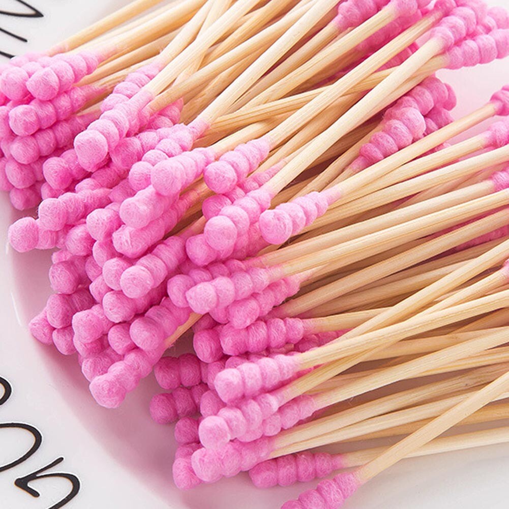 100PCS Cotton Swabs Swab Applicator Q-tips Double Tip Wooden Sticks Ear Clean
