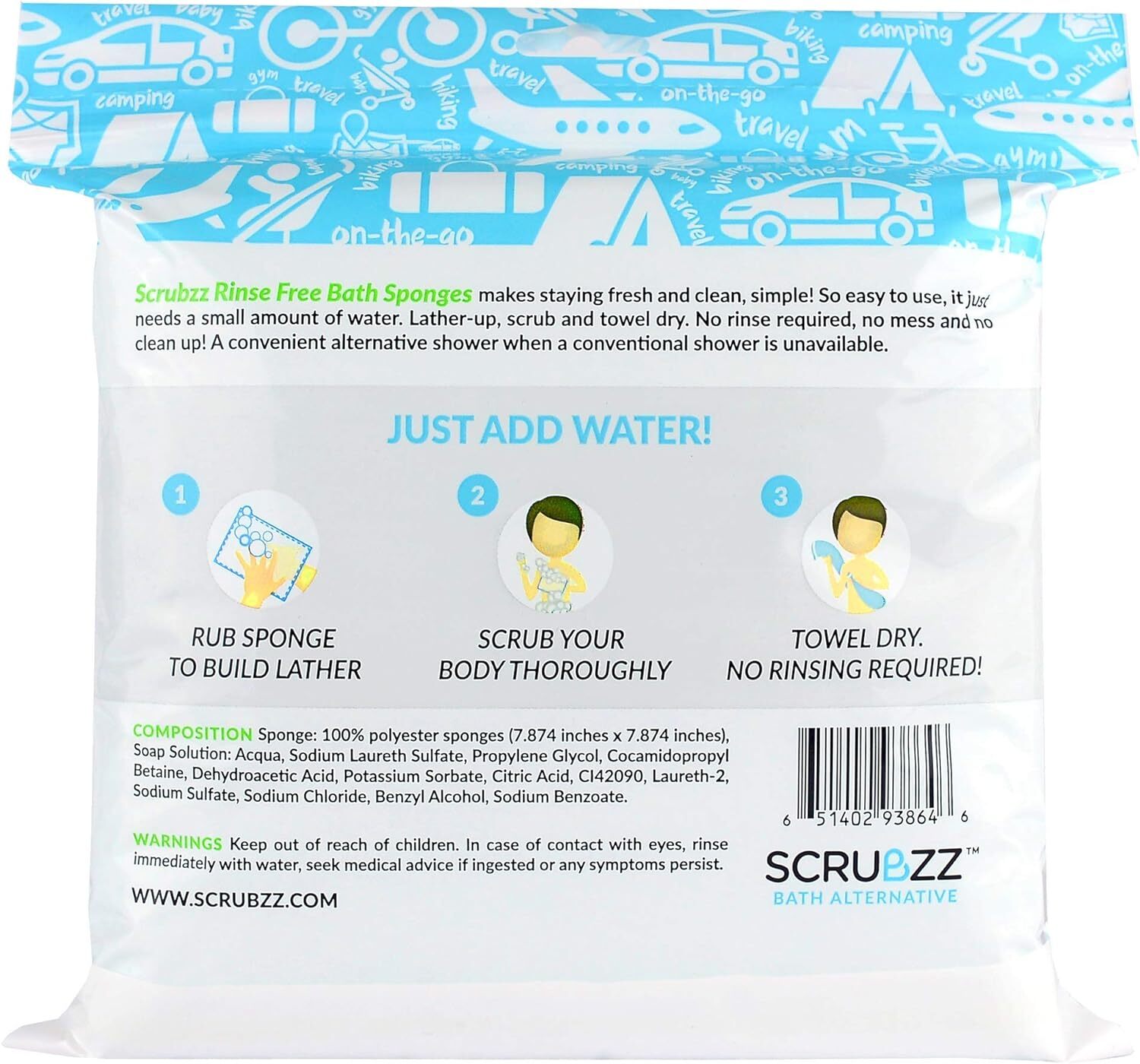 Unscented Bathing Wipes Pack Of 25 Water Activated Hypoallergenic Rinse Free