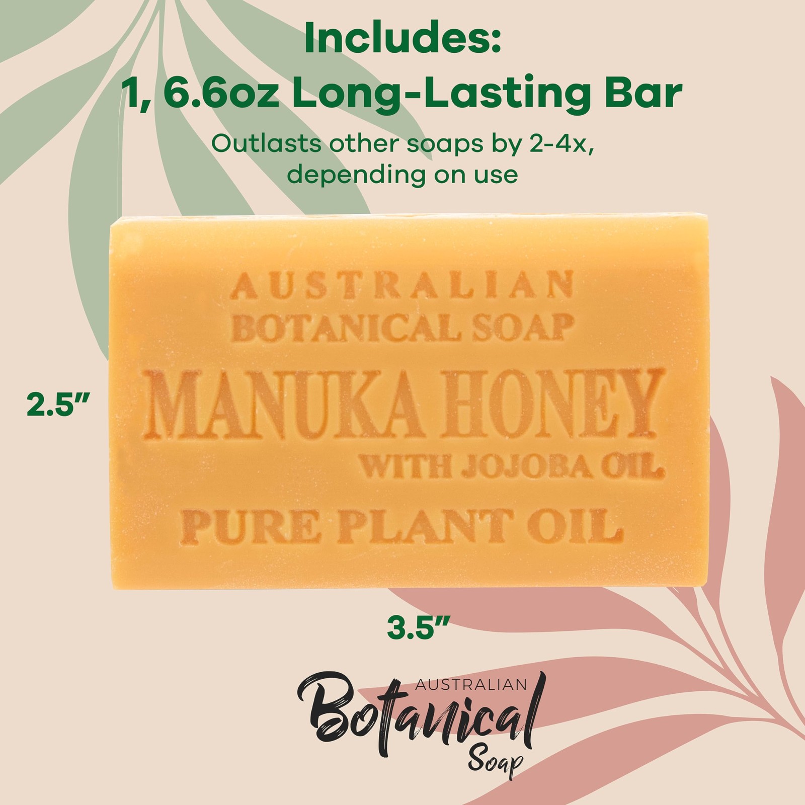 Manuka Honey Jojoba Oil Soap Bars 6.6 oz with Shea Butter, Pack of 1