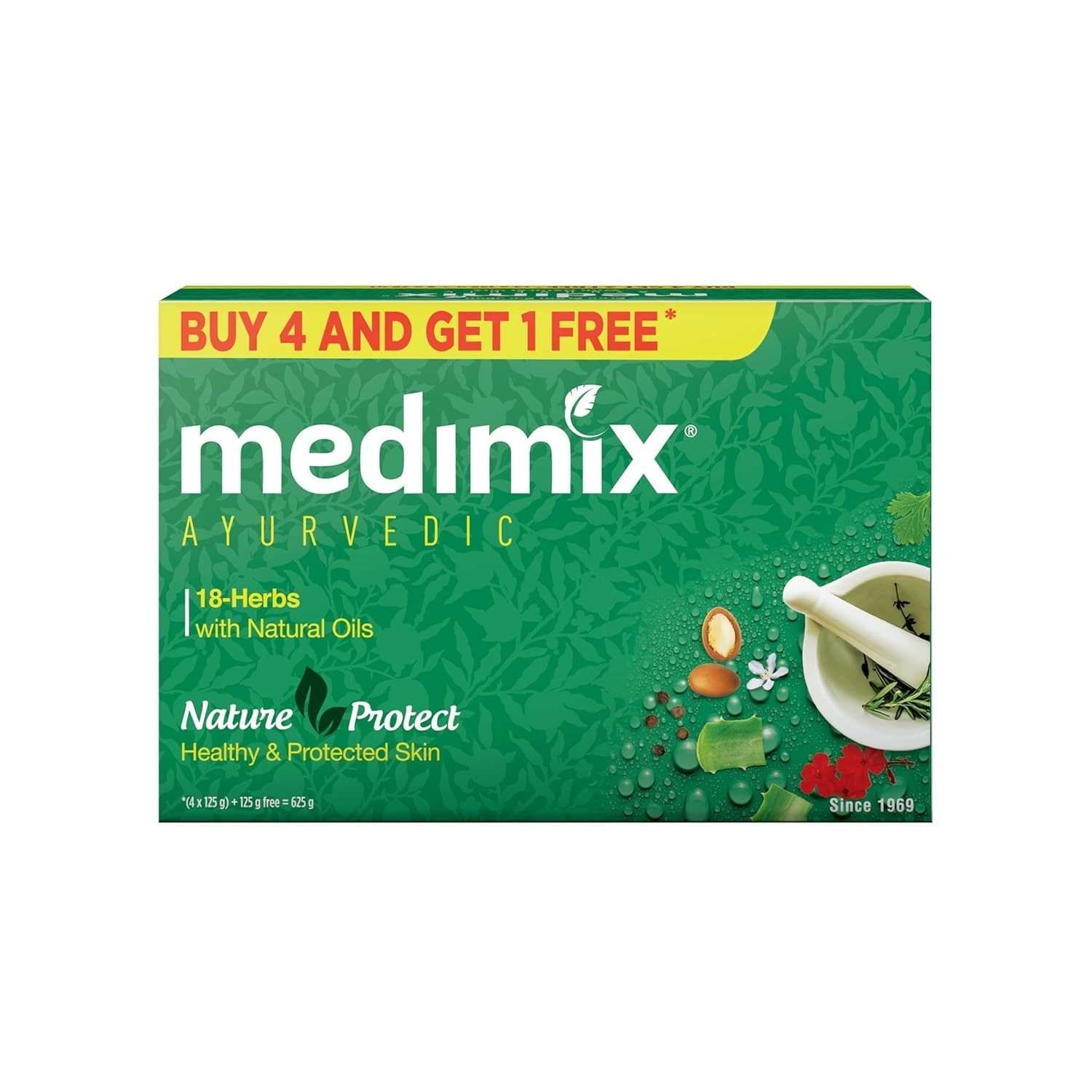 Medimix Ayurvedic 18 Herbs Soap 125g 5 Pack Paraben Free Vegan 100% Vegan-PP