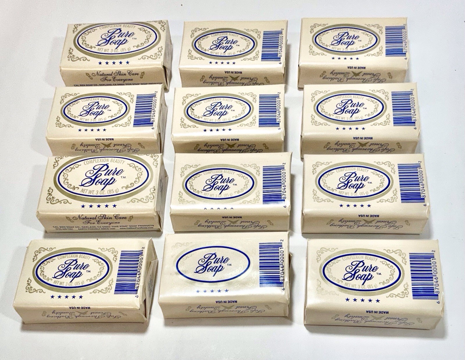 Lot of 12 Cal Ben Soap Co. Pure Soap – 3 oz Complexion Beauty Bars – NEW