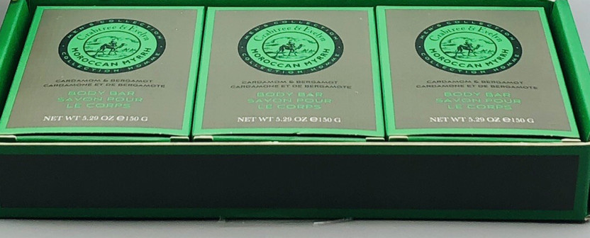 Crabtree & Evelyn Men’s Collection Moroccan Myrrh Body Bar Soap 3x 5.29 oz NIB