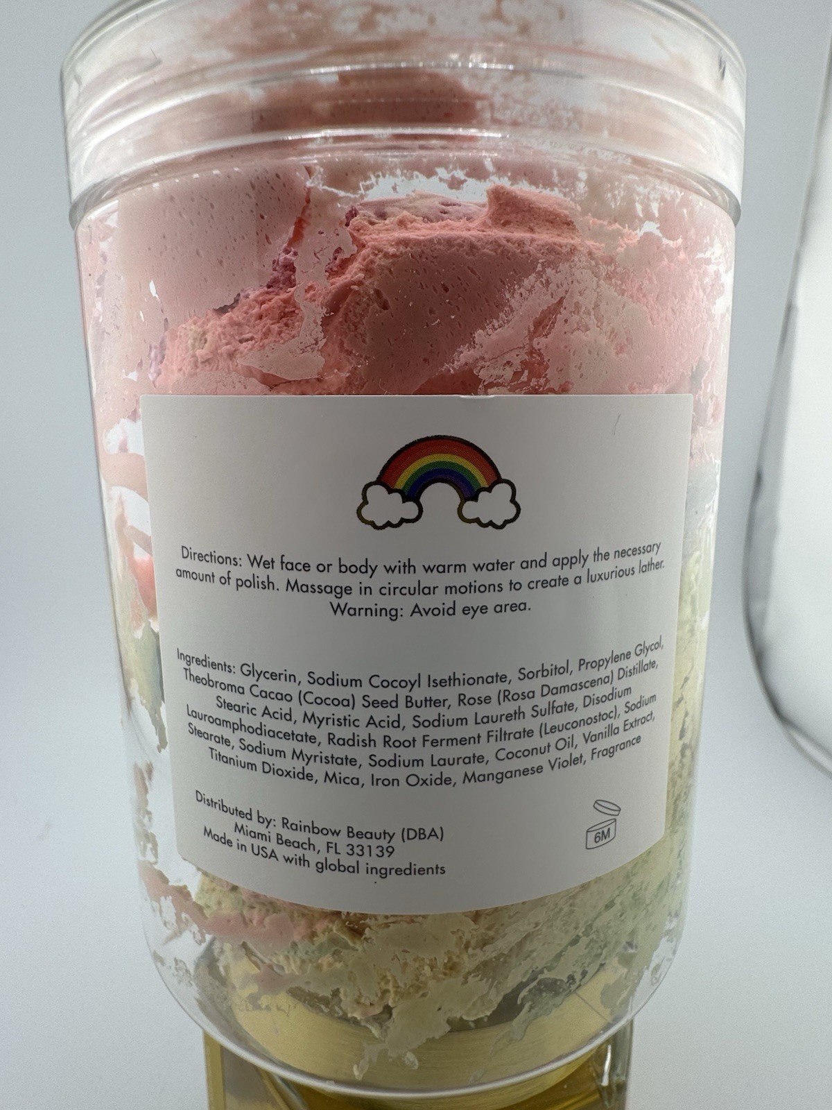 Rainbow Whipped Soap Body Scrub Exfoliating Dessert Soap Jar USA