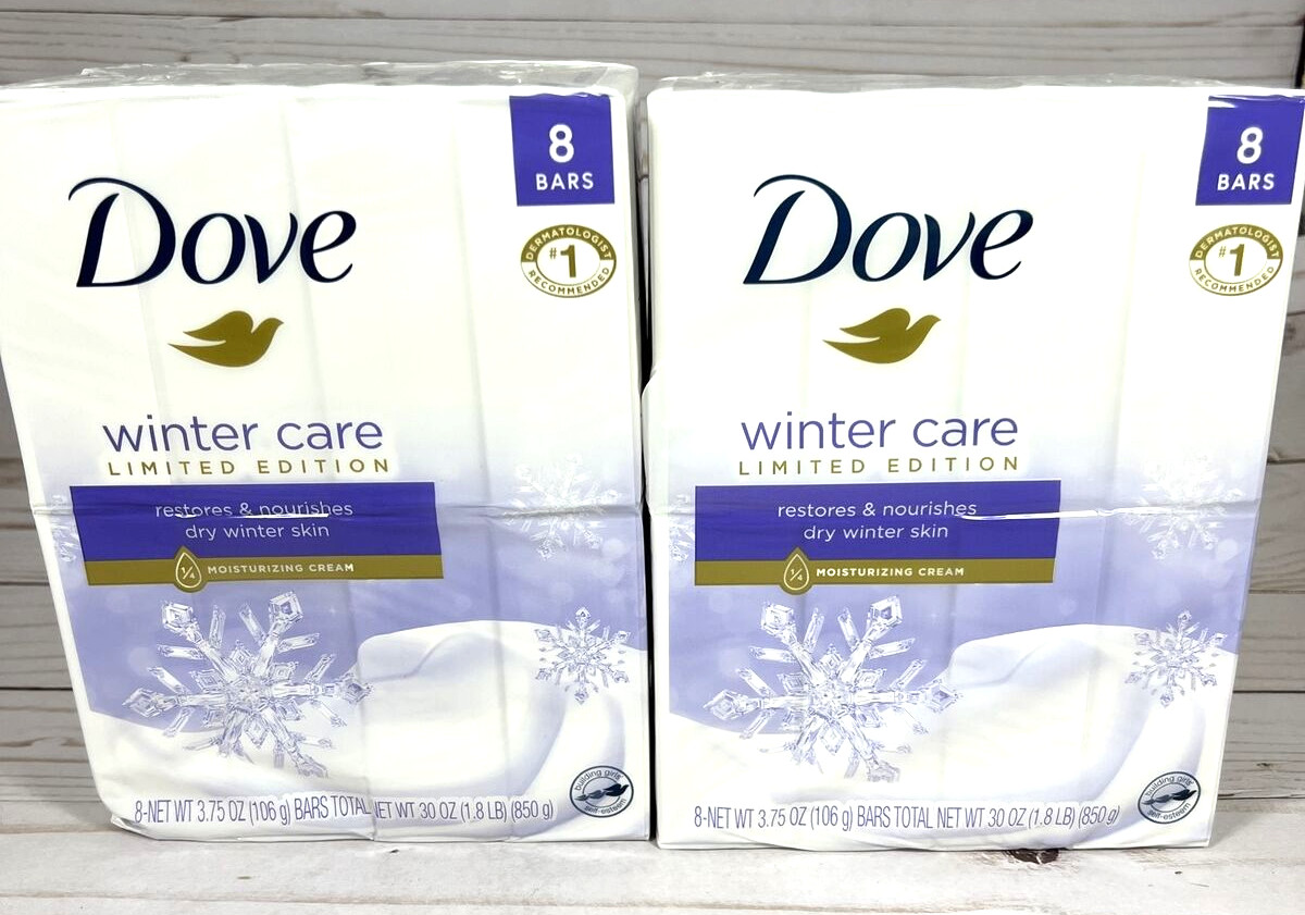 Dove WINTER CARE Bar Soap Limited Edition 8 Pack – 3.75oz 16 Total Bars (2 Pack)