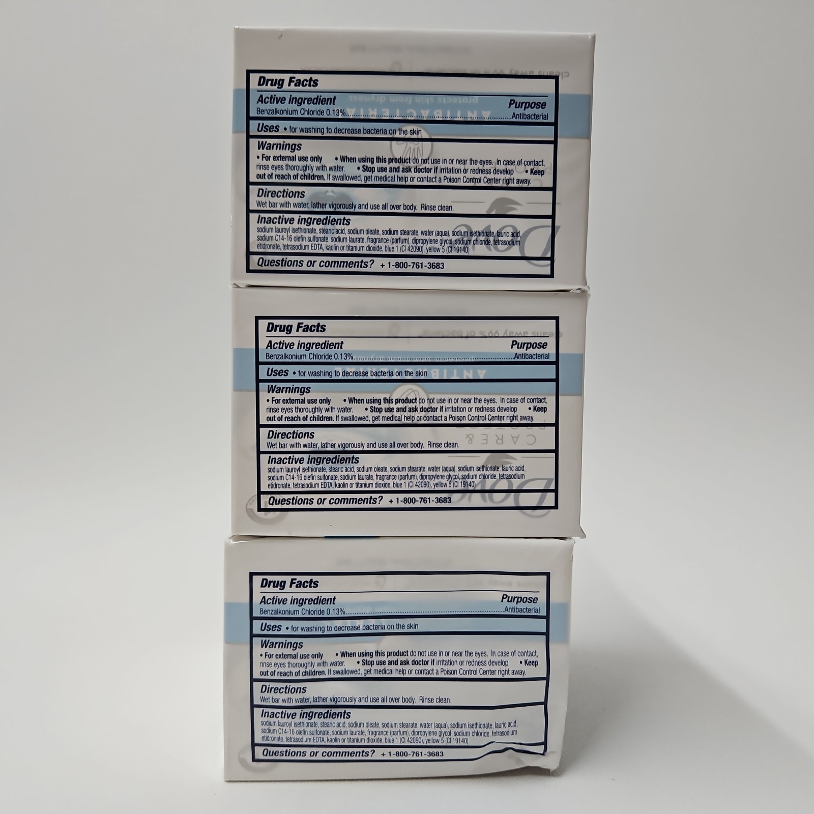 3x Dove Care & Protect Antibacterial Beauty Bar Soap 3pk 9 Bars Total 3.17oz New