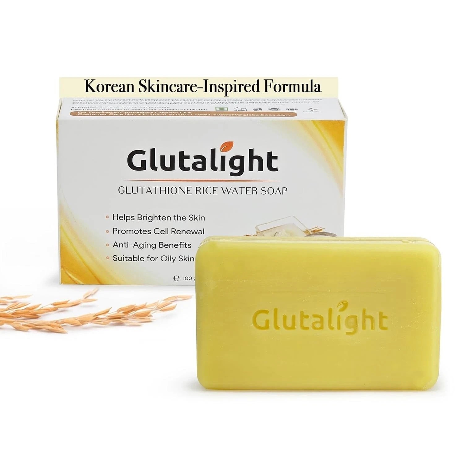 Glutalight Glutathione Rice Water Soap Fades Dark Spots & Hyperpigmentation 100g