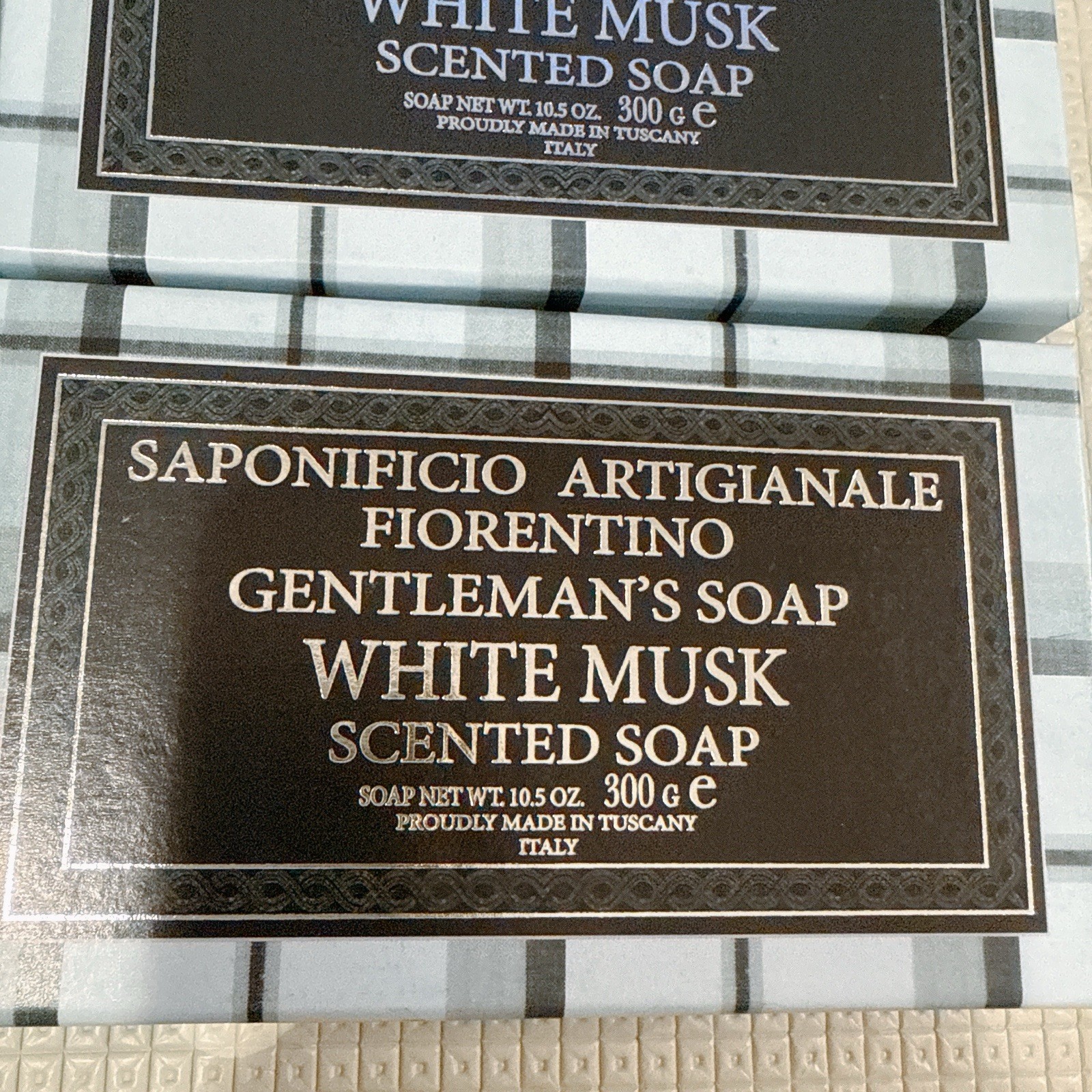 2 Box SAPONIFICIO ARGIANALE FIORENTINO MEN BAR Soap 10.5oz Italy WHITE MUSK