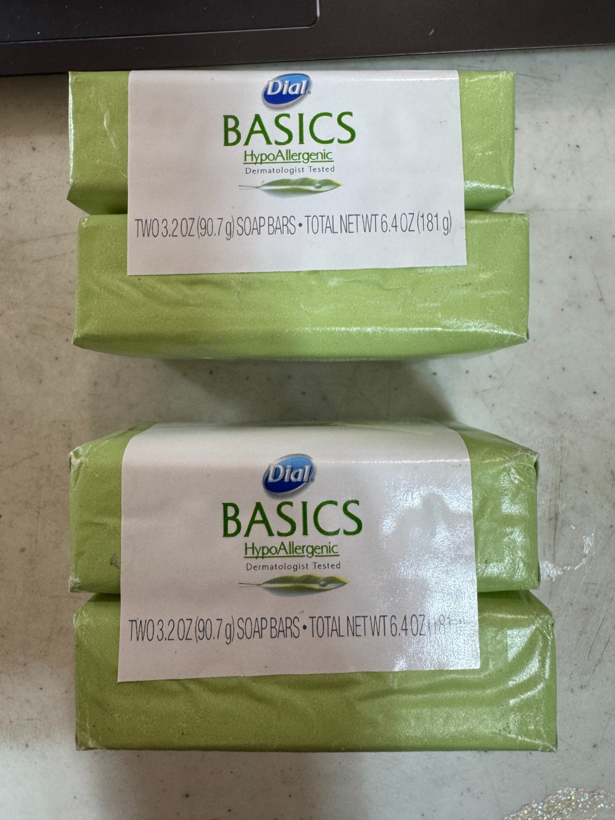 4 BARS Of Dial Basics Hypoallergenic Bar Soap 3.2 Oz EACH NEW SEALED