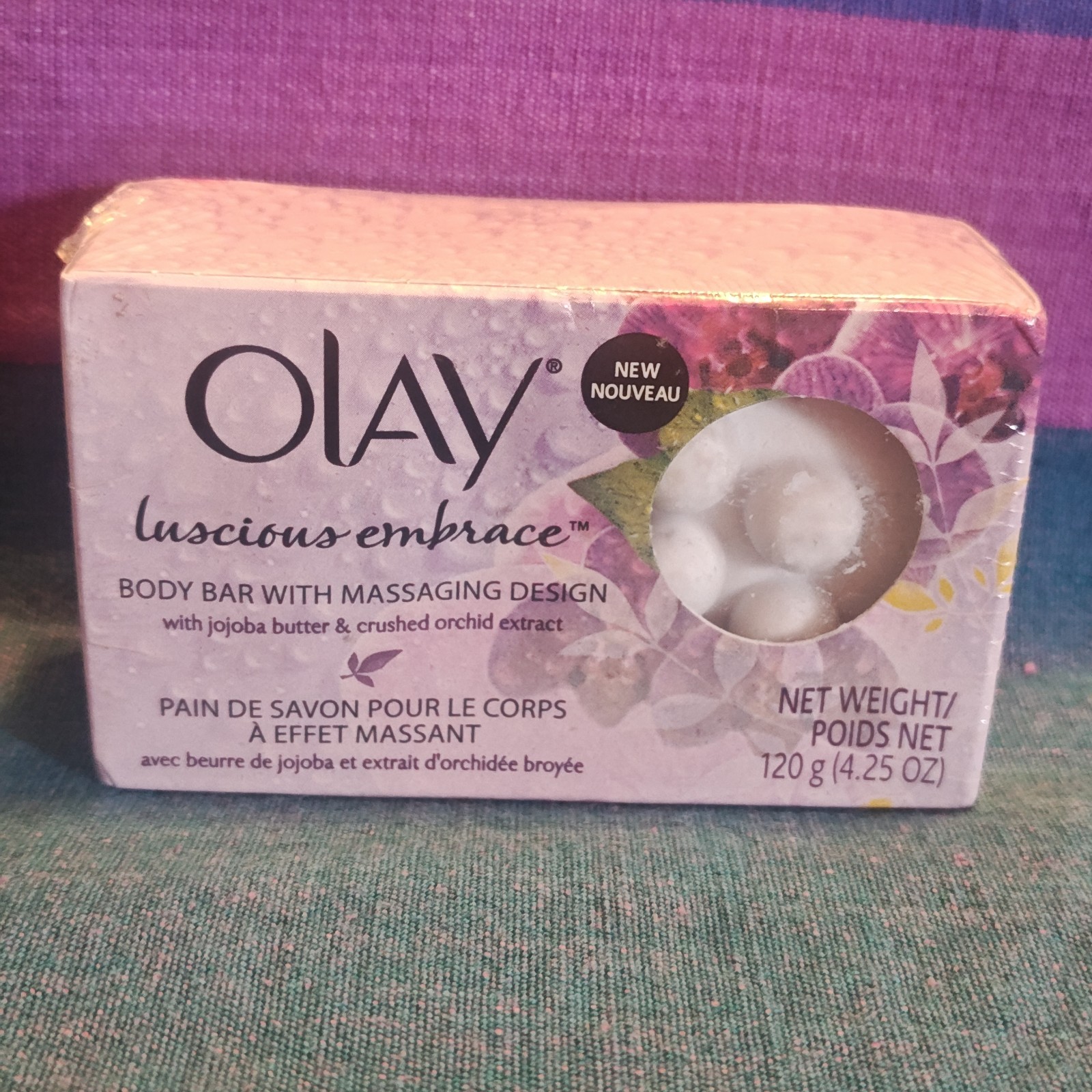 Olay Luscious Embrace Massaging Body Bar Soap Jojoba Orchid 4.25oz New