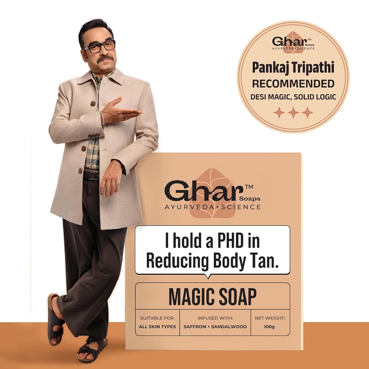 Organic Ghar Soaps Sandalwood & Saffron Magic Soaps For Bath (3X100gm each Pack)