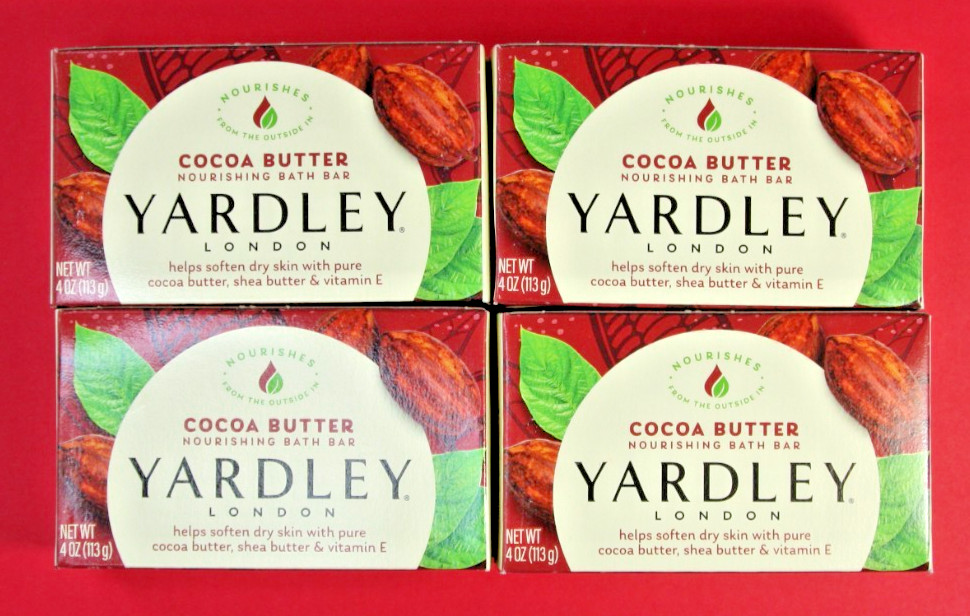 Yardley London Cocoa Butter 4 Pack Nourishing Bath Bars 4.0 oz