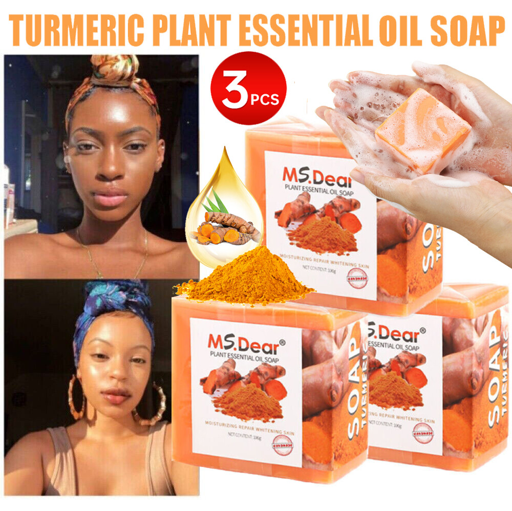 3PCS Turmeric Soap Skin Whitening Dark Spots Lightening Acne Brightening Tumeric