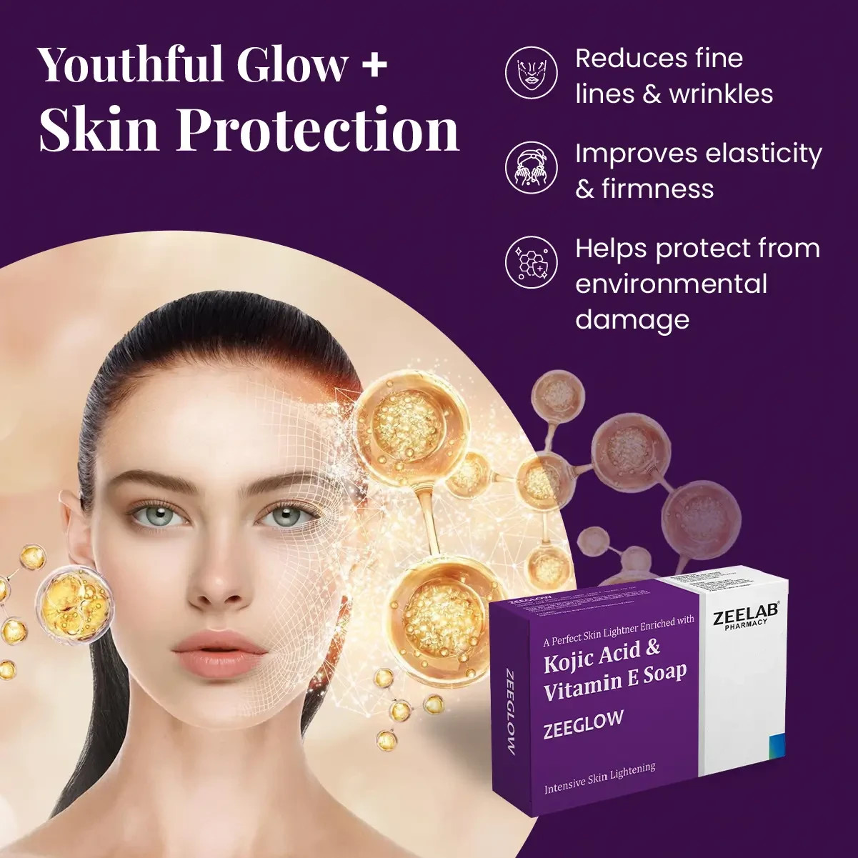 Kojic Acid & Vitamin E Soap Helps Reduce Pigmentation & Uneven Tone Pack of 3