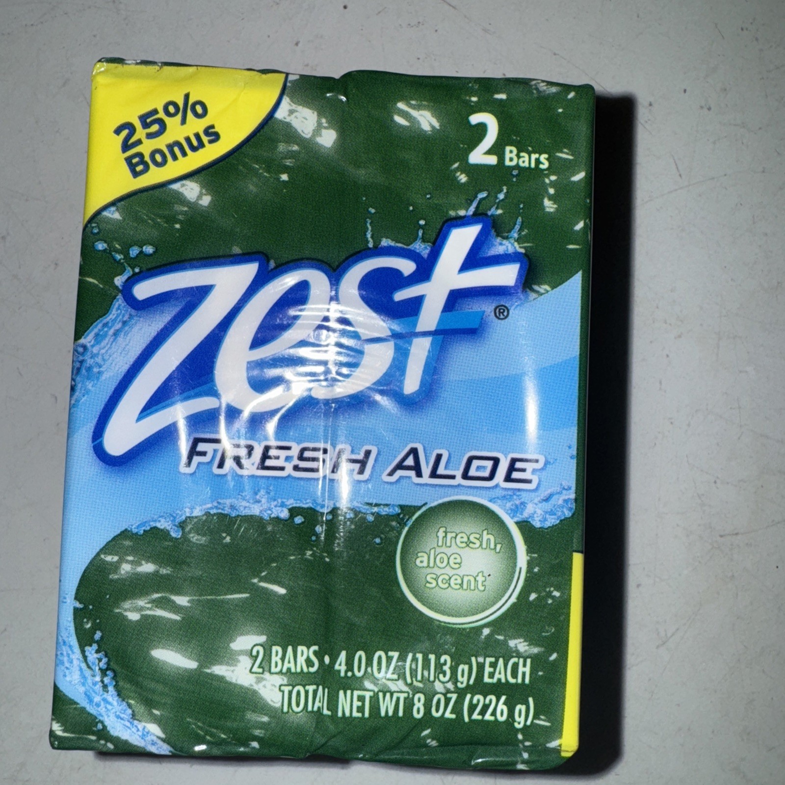 2 ZEST FRESH ALOE SCENT BAR SOAP 4 OZ EACH BAR NEW SEALED PAKS
