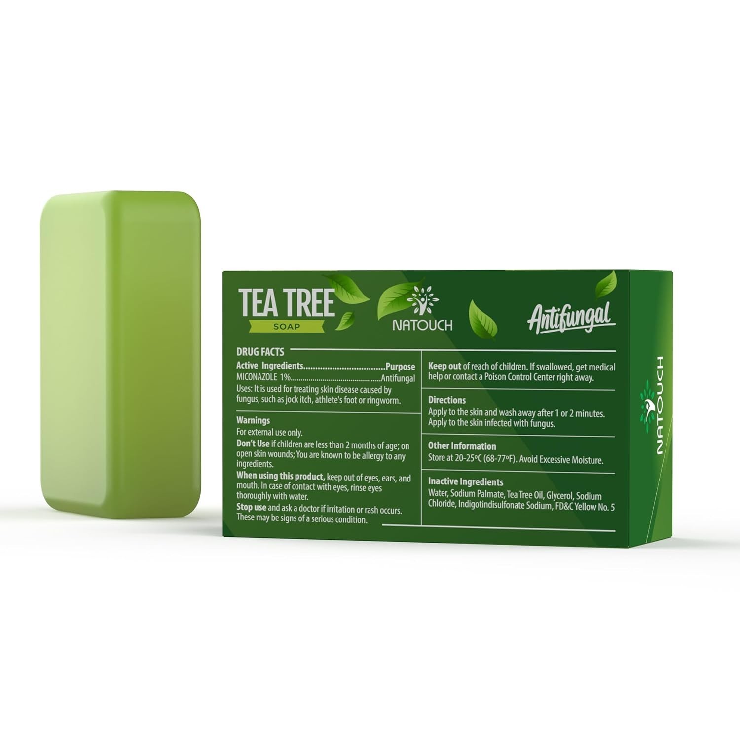 Medicated Soap Bar, Tea Tree Bar Soap for Face & Body Acne, Athlete’s Foot, J…