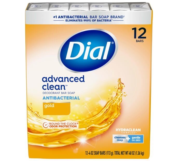 Dial Gold Antibacterial Bar Soap 12 Bars 4 OZ Each Kills Bacteria 48 OZ Total