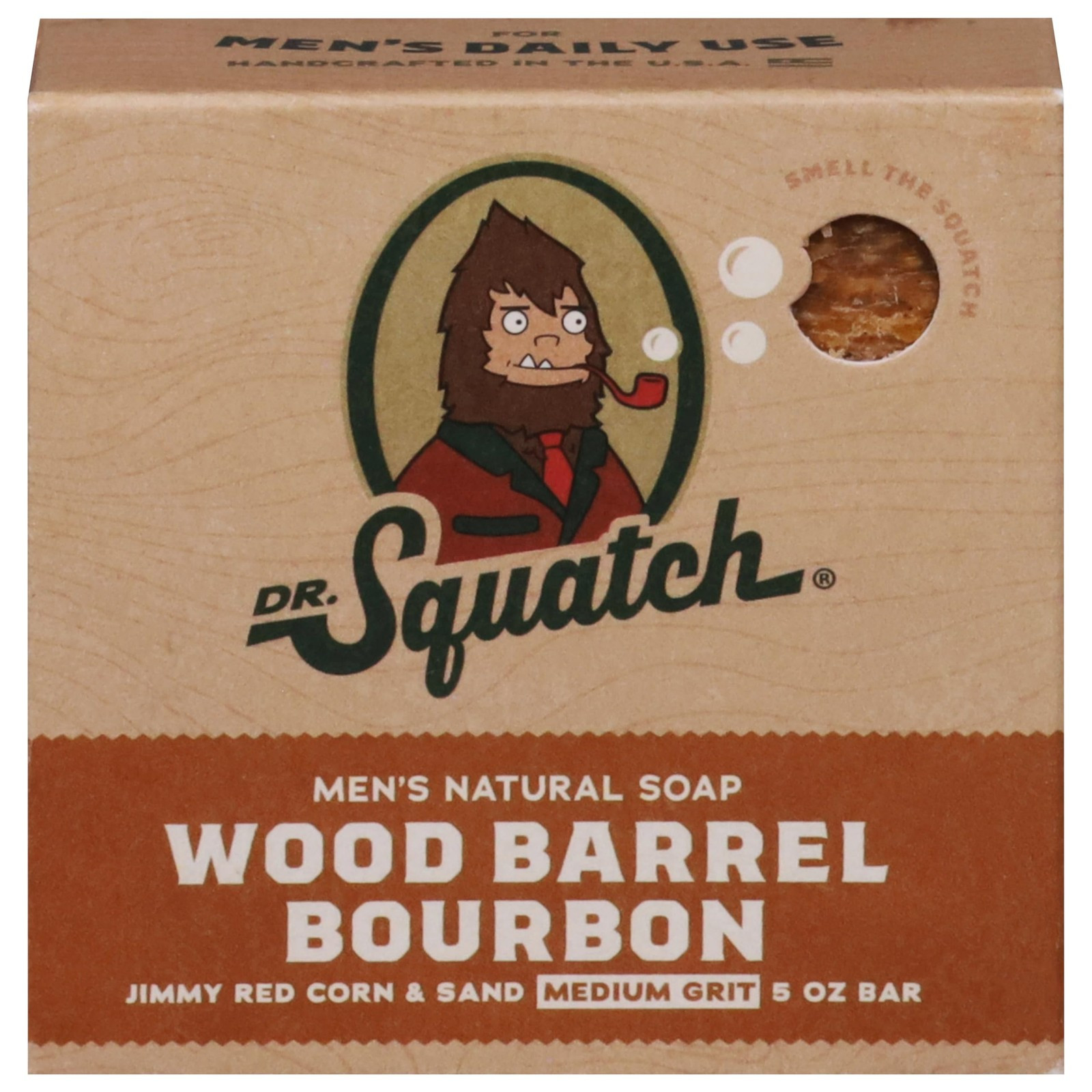 Dr. Squatch All Natural Bar Soap for Men with Medium Grit, Wood Barrel Bourbo…