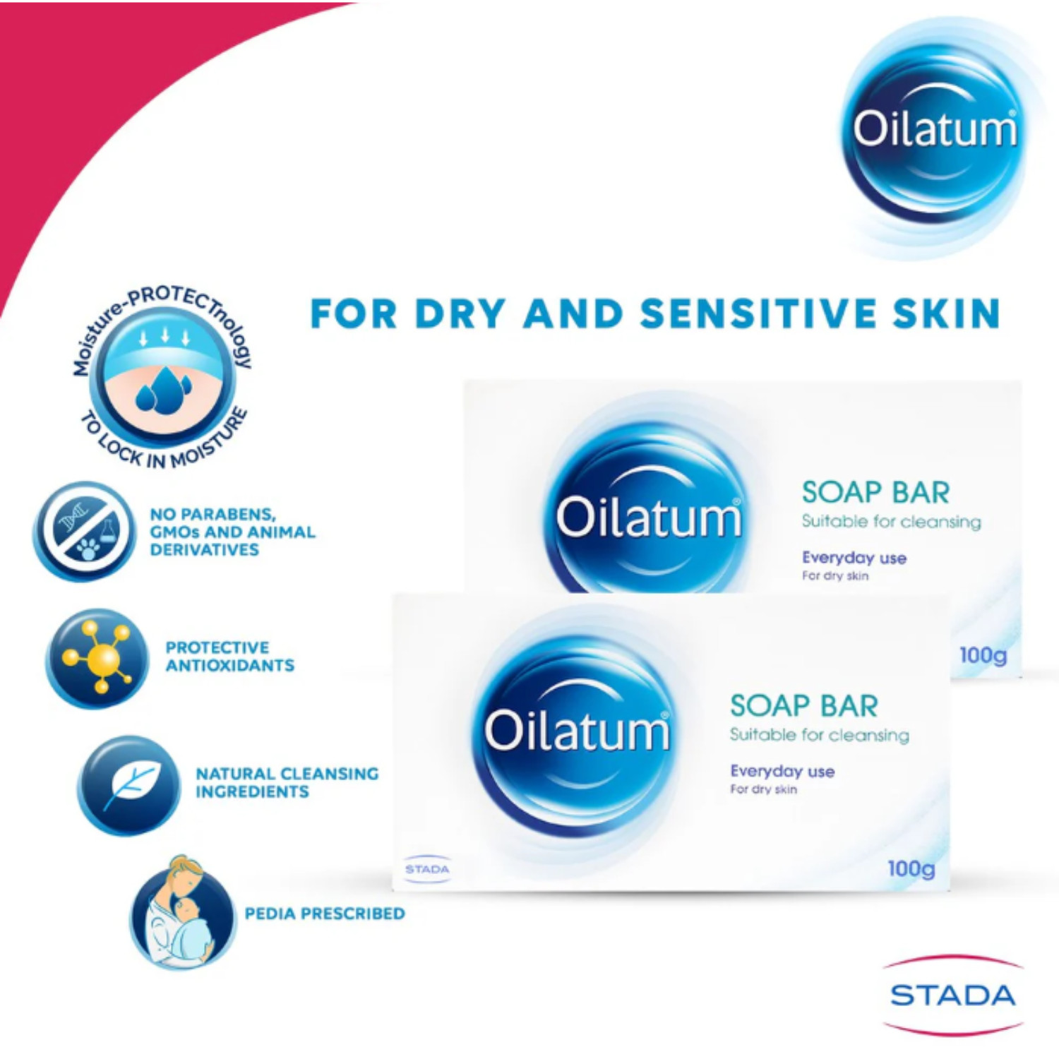 3X 100g OILATUM Daily Soap Bar For Dry Skin Cleansing To Moisturizes Protects