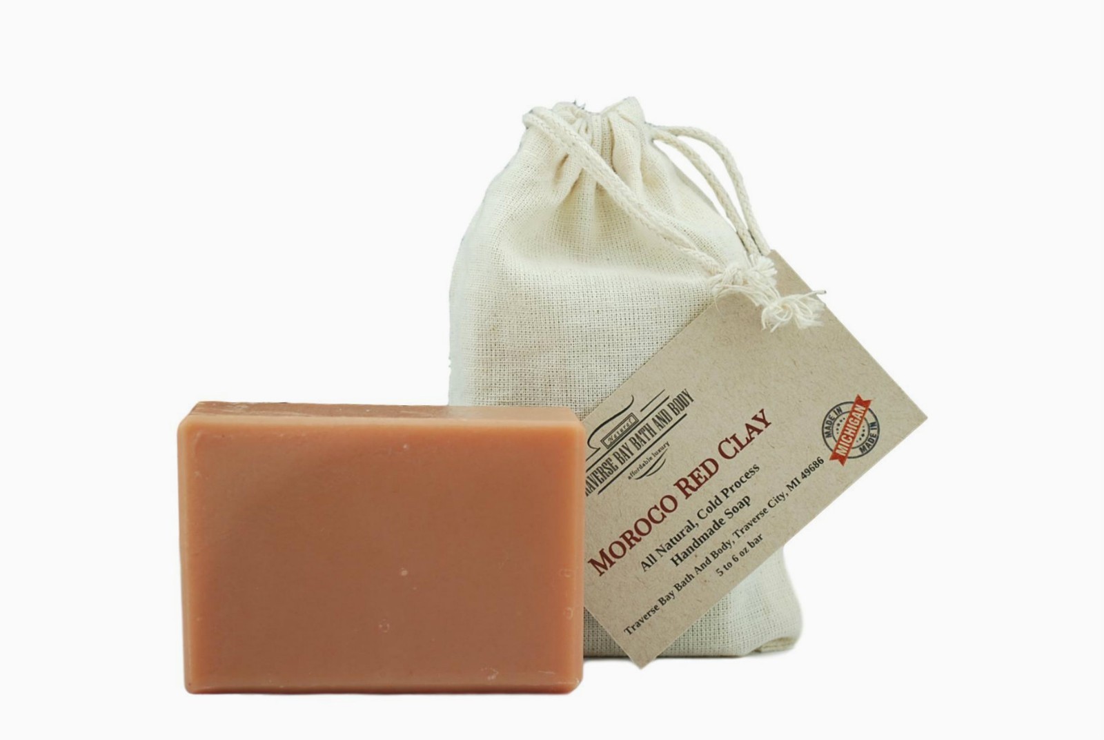 Moroccan Red Clay, all natural handmade soap, Cold process, Large 5.5-6 oz