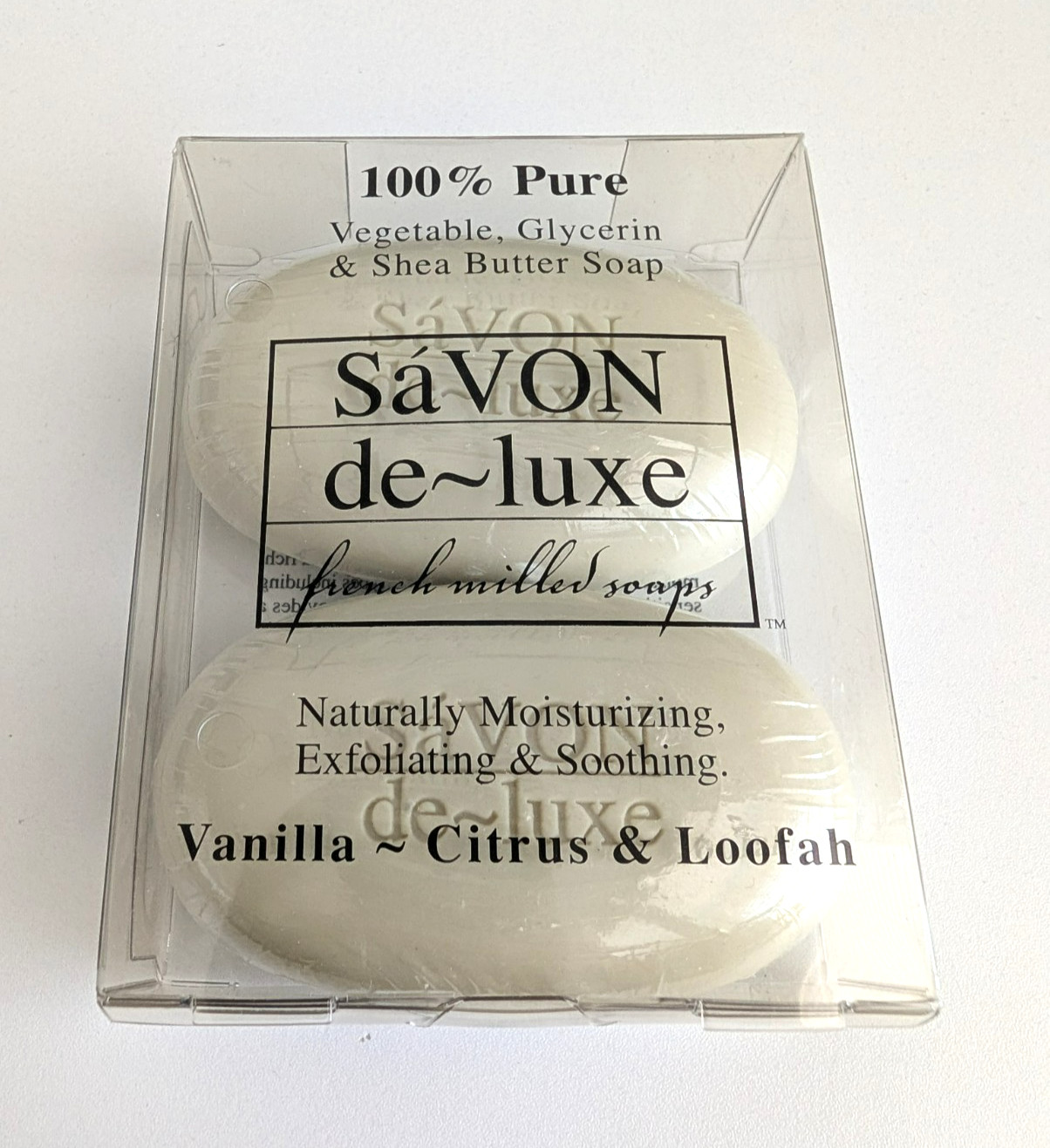 Savon De-Luxe French Milled Luxury Bar Soap Vanilla ~ Citrus 4.2 oz 2 Bars New