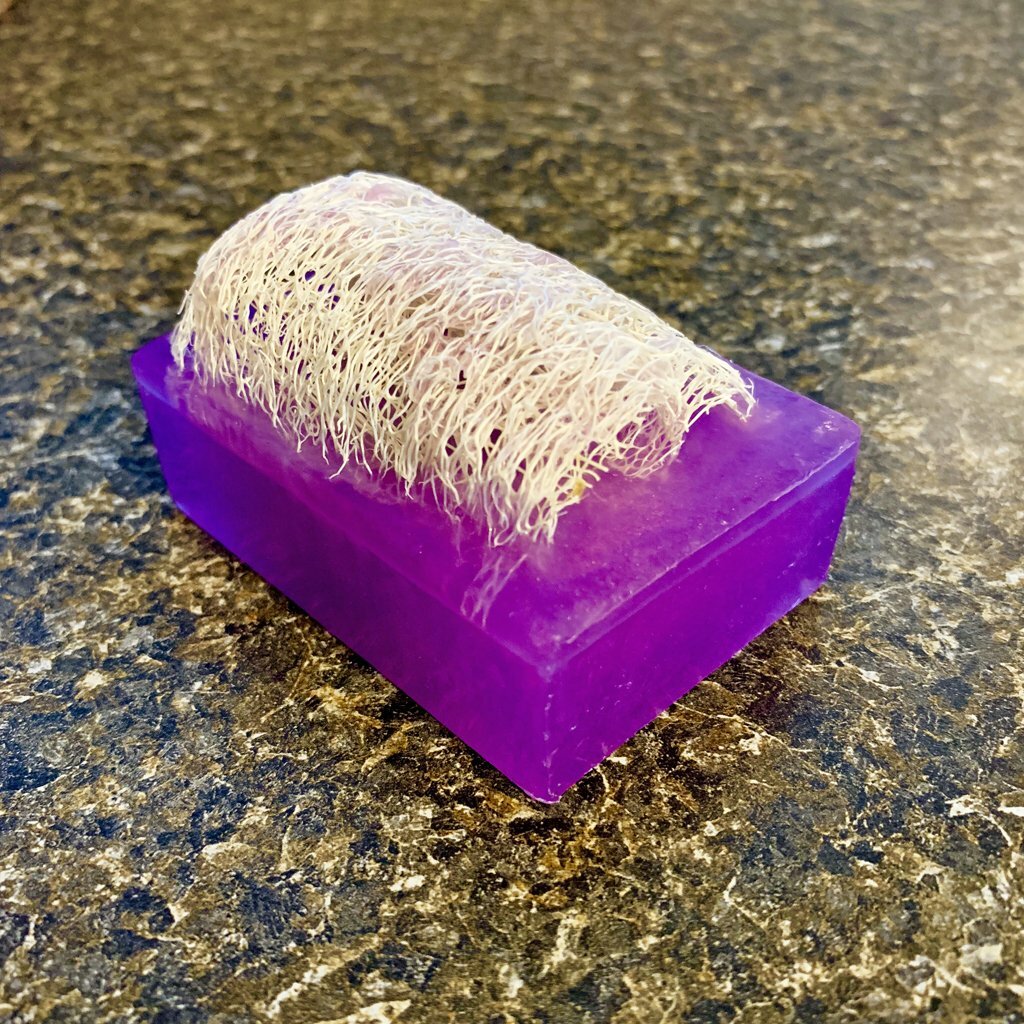 Handmade Luffa Embedded Soap 2 Bars LAVENDER Moisturizing Loofah Loofa Lufa Soft