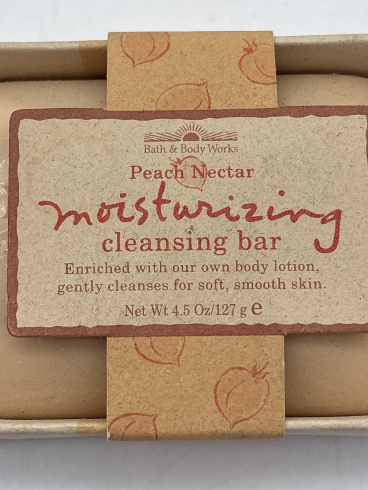Bath & Body Works Peach Nectar Moisturizing Cleansing Bar Soap Sealed 4.5oz Disc