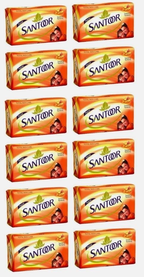 12X Santoor Sandal and Turmeric Soap – 100 Gram, FLAVOUR OF MYSORE SANDALWOOD