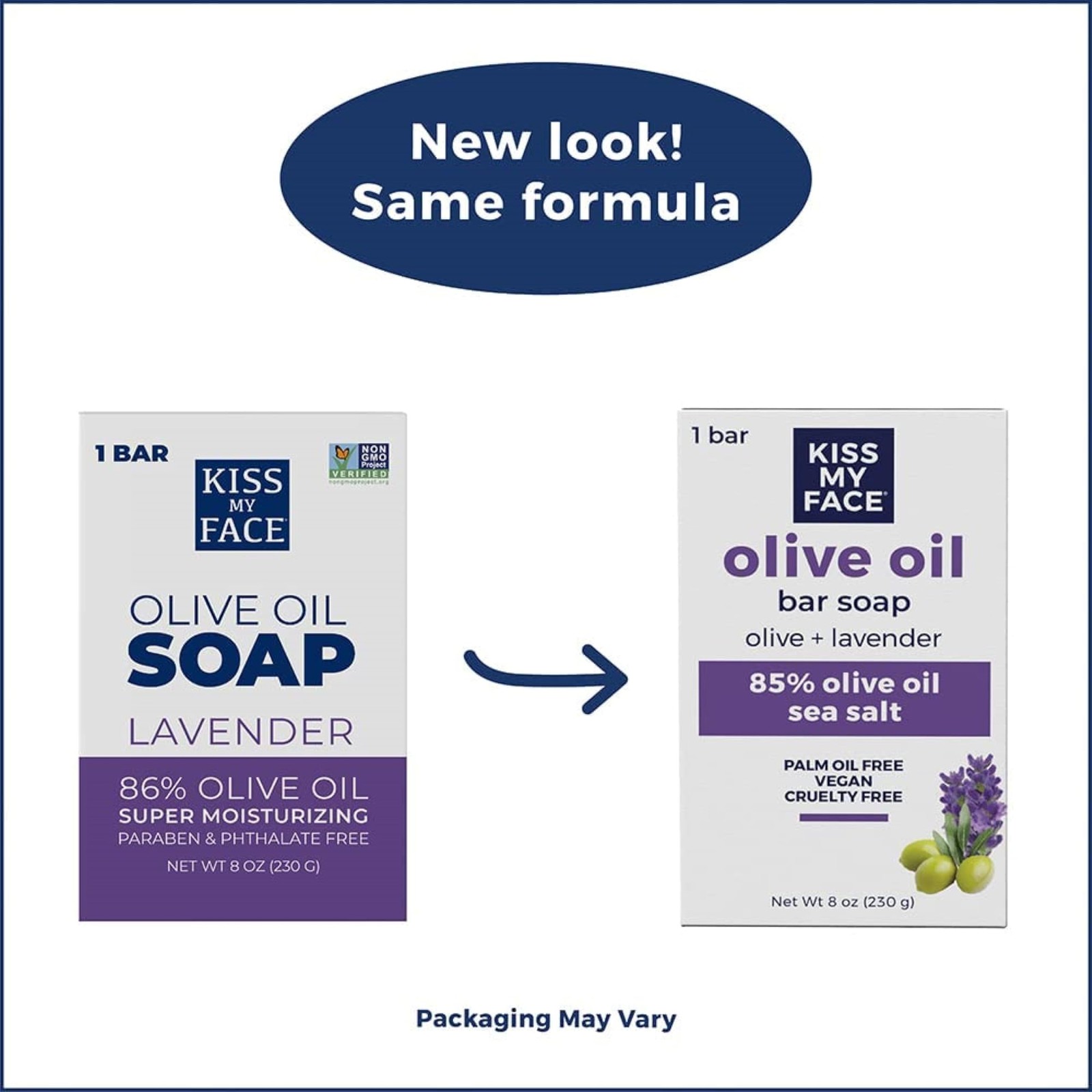 Kiss My Face Olive Oil Lavender Bar Soap Pack of 2 8 Ounce Deeply Moisturizing