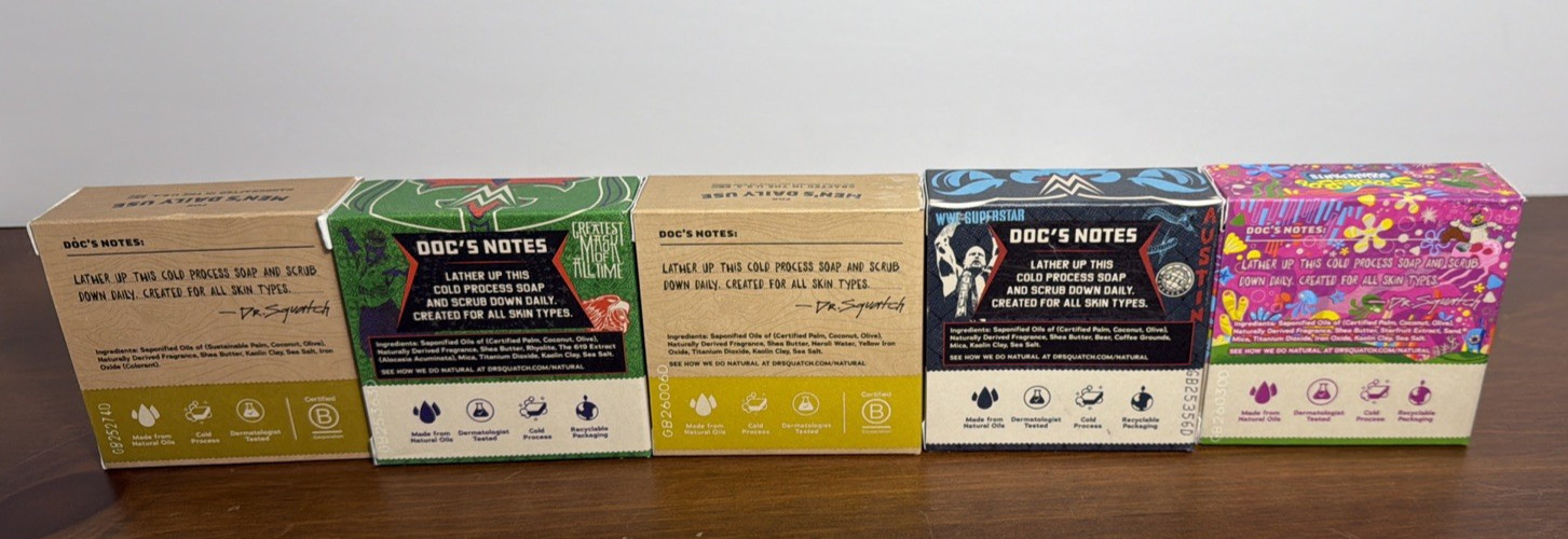 Dr Squatch Bar Soap Mixed Lot FATHER’S DAY Gift Lot of FIVE (5) Different