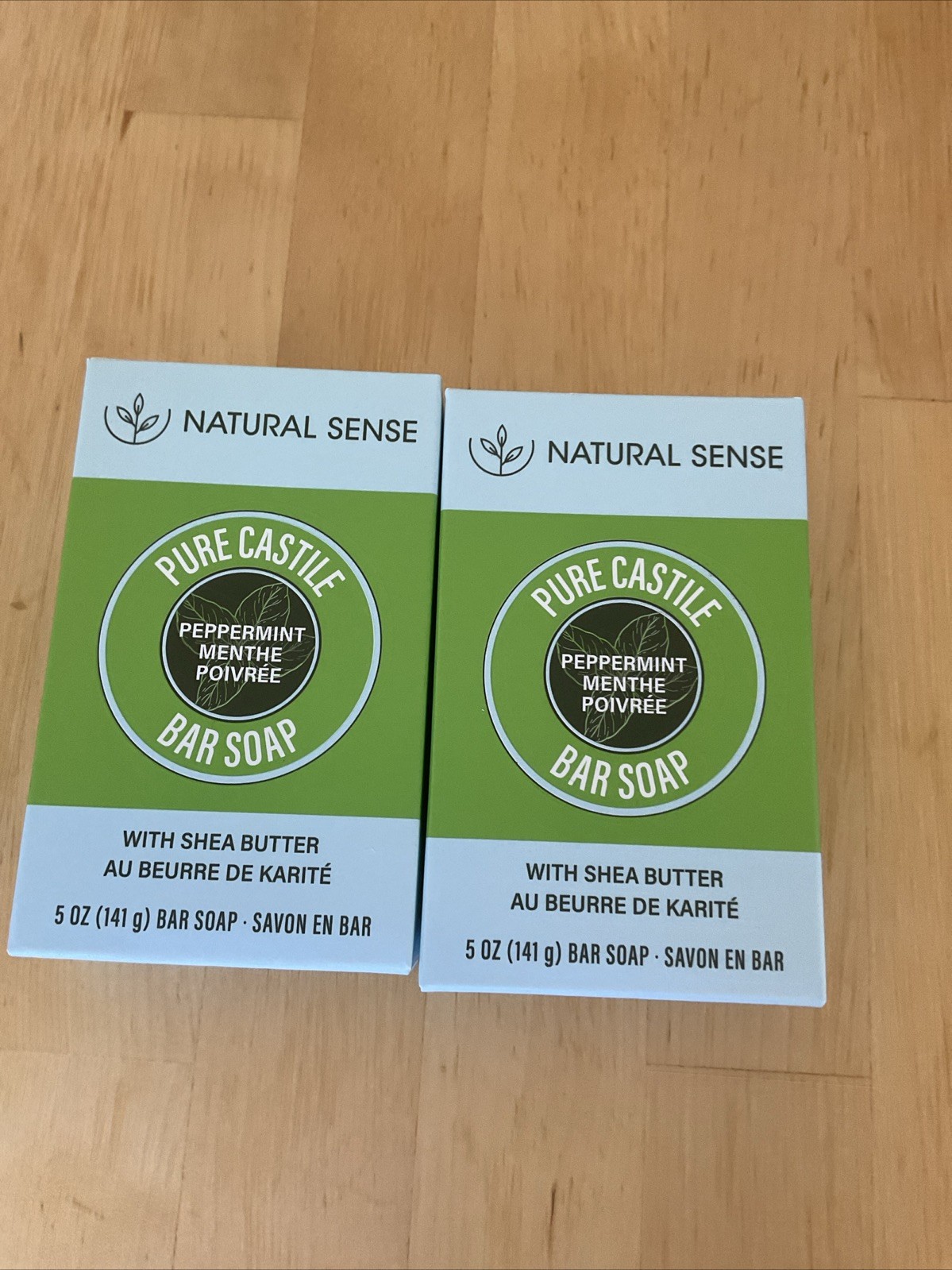 Natural Sense 2 Pure Castile Bar soaps Peppermint w/Shea Butter 5oz Each