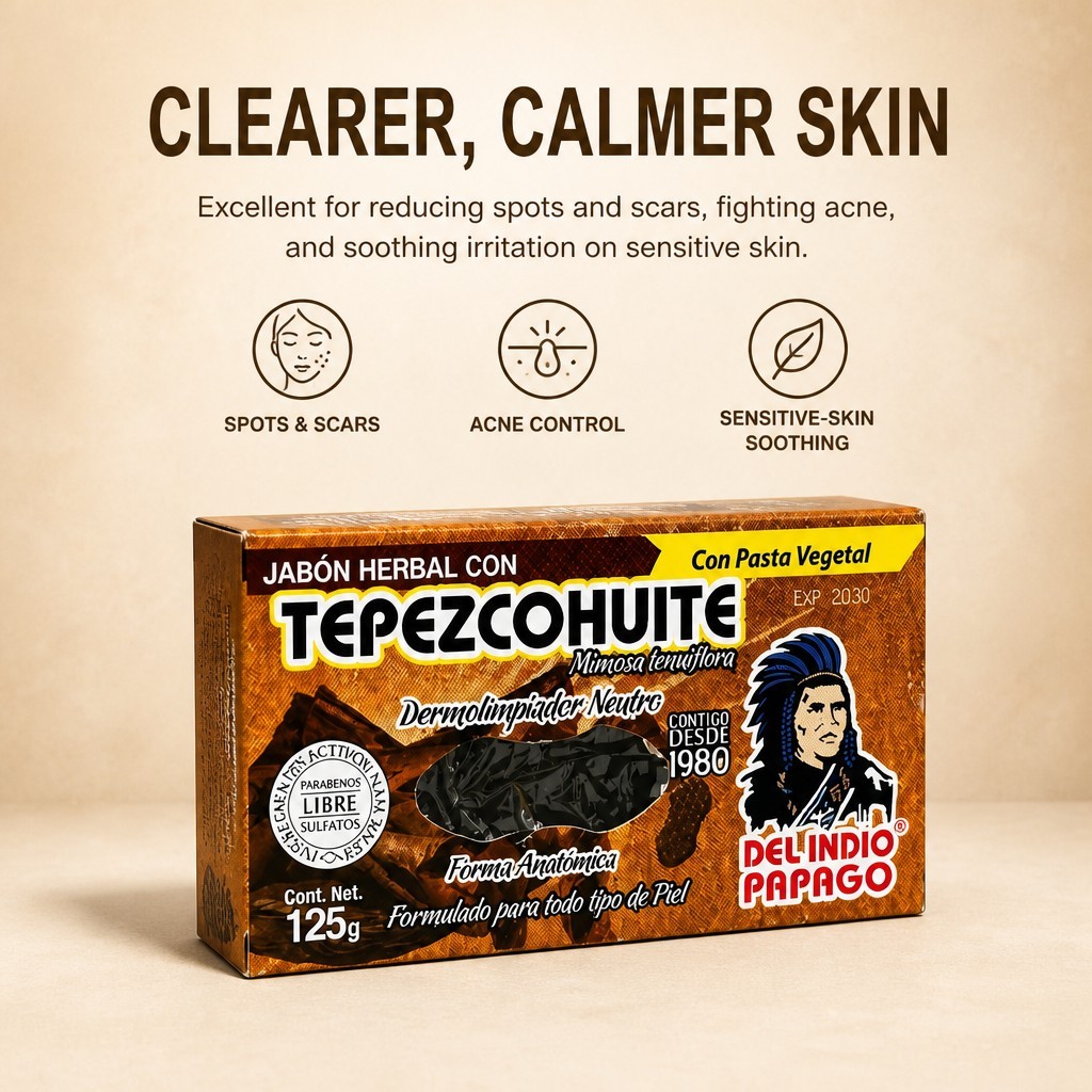 Herbal Soap With TEPEZCOHUITE Indio Papago. Natural Dermocleaner All Skin Types