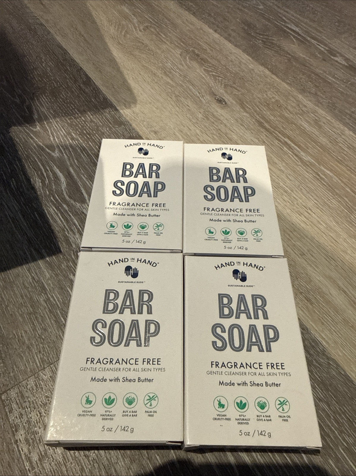 4 Hand In Hand Bar Soaps Fragrance Free Gentle Cleanser All Skin 5 oz each NIB!