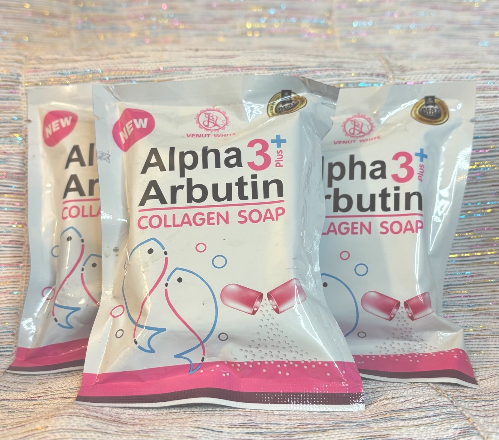 Alpha3 + Arbutin Collagen Whitening Body Soap Reduces Acne, Brightens Skin 80gr