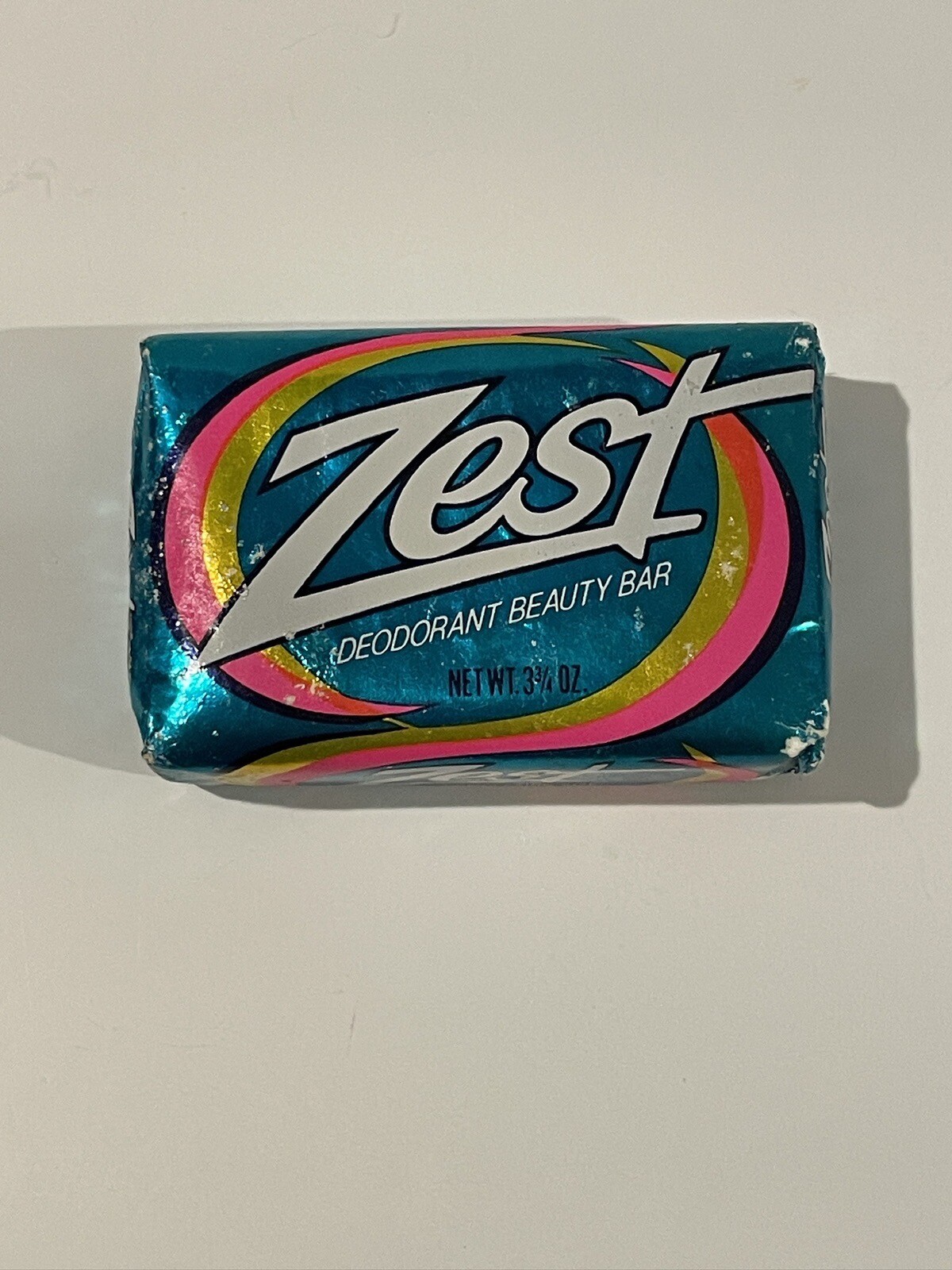 Vintage 80s Aqua ZEST Deodorant Beauty Bar 3.75 oz Soap New Metallic Wrap