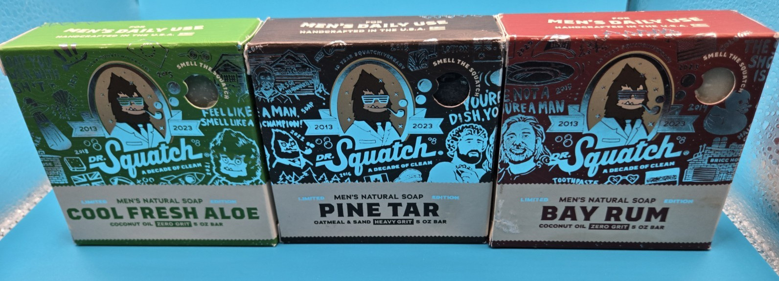 Dr Squatch 10th Anniversary Bundle Of 3; Cool Fresh Aloe, Bay Rum, And Pine Tar