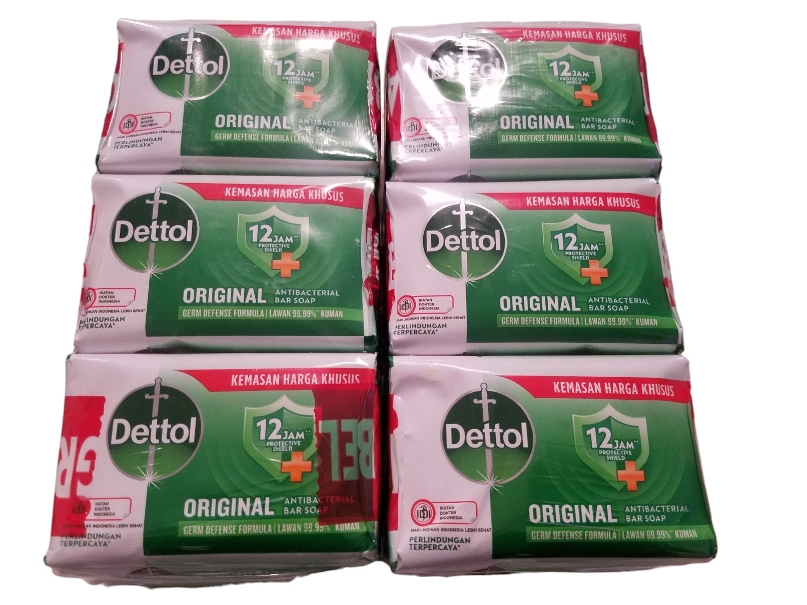 DETTOL ORIGINAL ANTI-BACTERIAL Germ Defense Hand and Body Bar Soap 600gr 6-Pack
