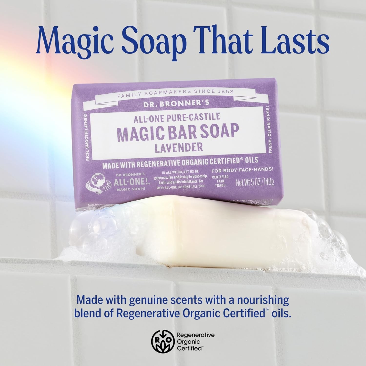 Pure-Castile Bar Soap 3-Pack Peppermint Lavender Unscented