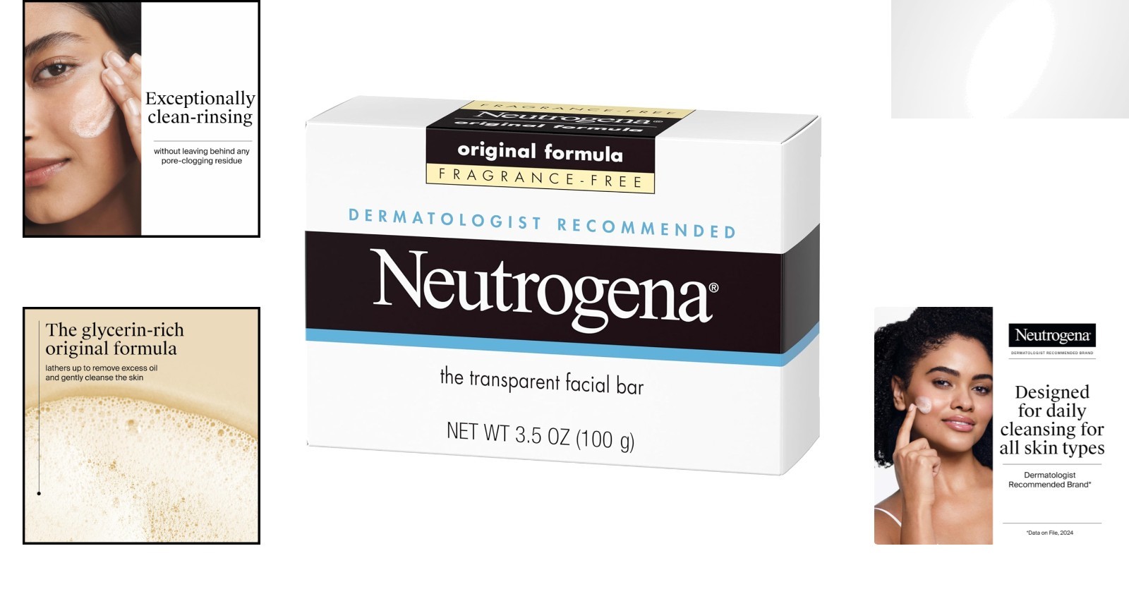 3.5 oz Neutrogena Facial Cleansing Bar, Hypoallergenic & Pore-Cleaning Formula