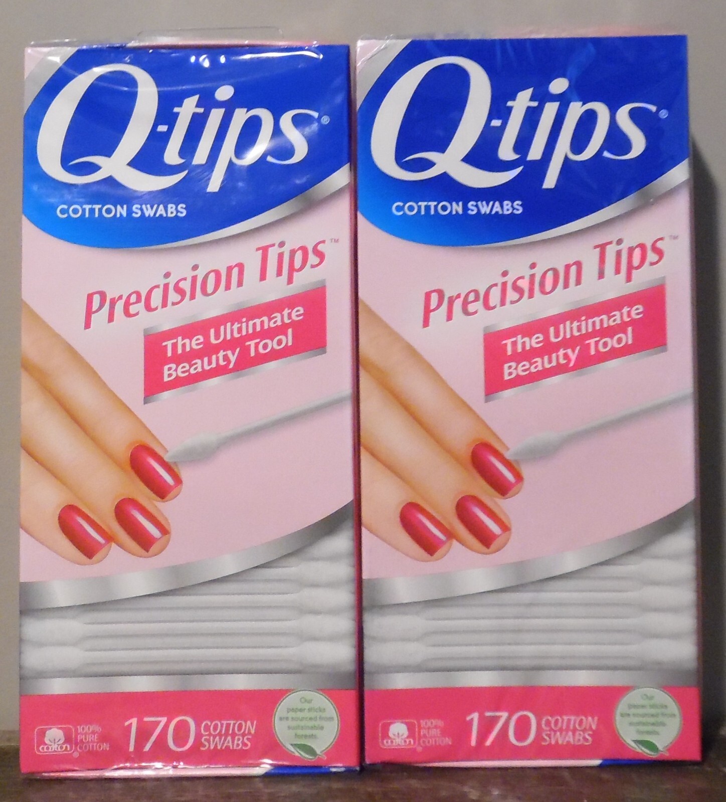 2 New Q-Tips Cotton Swabs Precision Tip 170 Count Each Beauty Tool