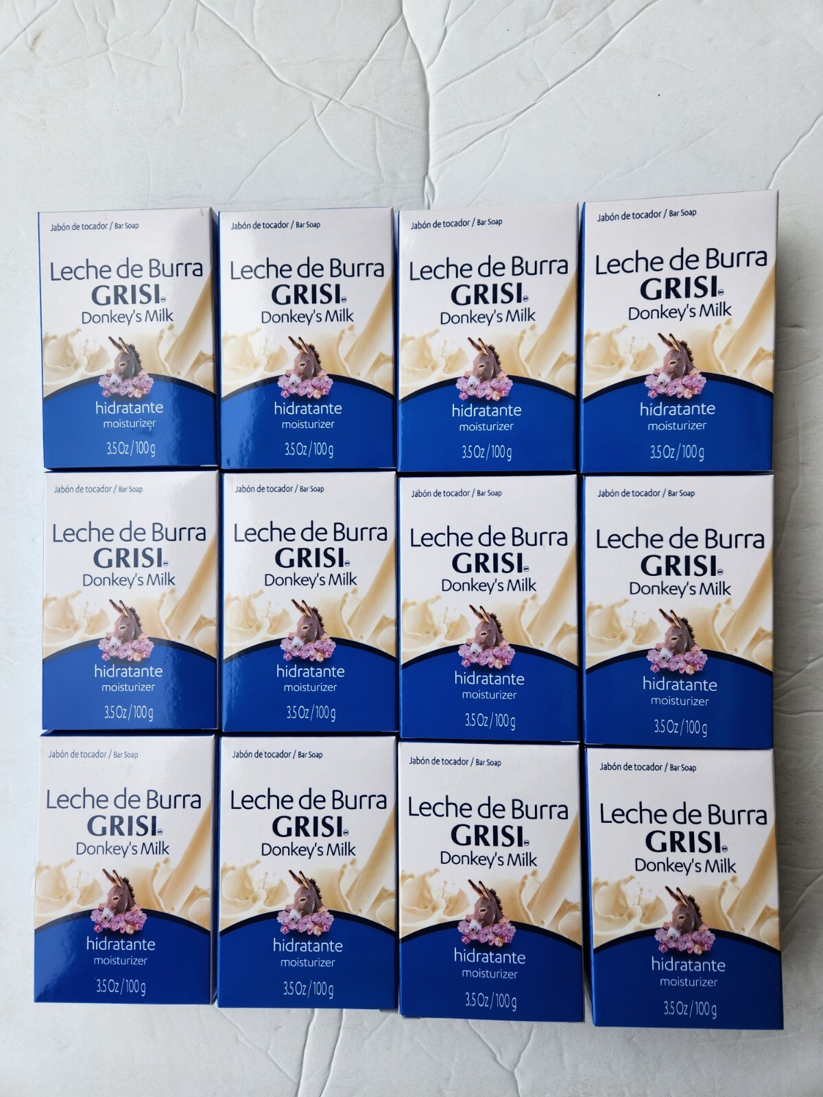12 BARS SOAP GRISI DONKEY’S MILK MOISTURIZER LECHE DE BURRA 3.5 OZ JABON TOCADOR