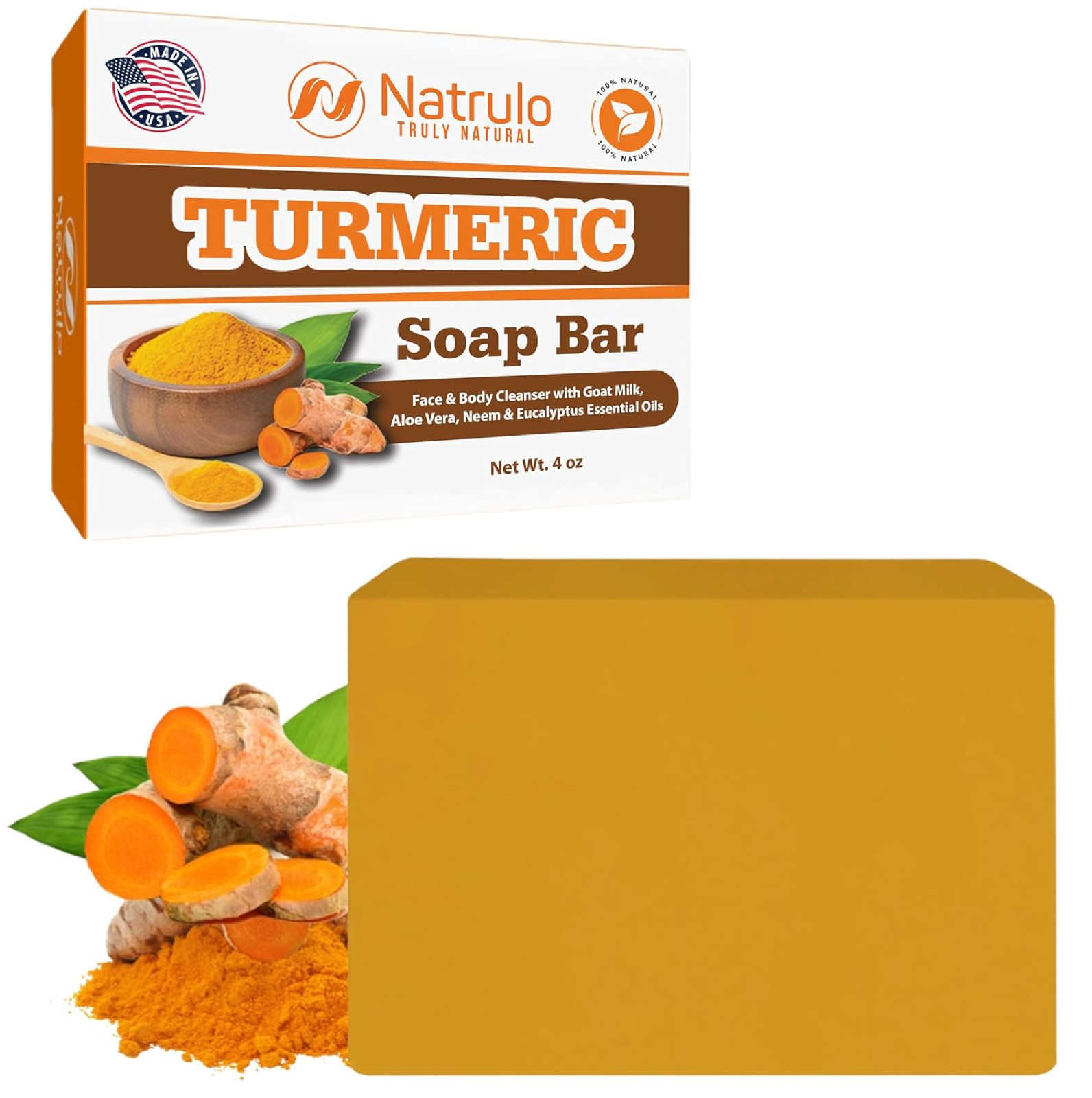 Turmeric Soap Bar for Face & Body – Natural Turmeric Skin Brightening Soap for D